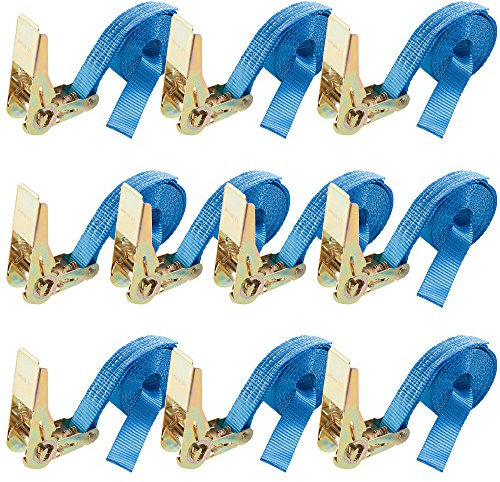 Arebos 10 x Sangle d'Arrimage | Sangle à Cliquet Sangles | pour Transport Moto | Camion Sangle Arrimage | Courroies de Tension pour Camping-Car | 4m x 25mm | 800 daN | en Une Partie