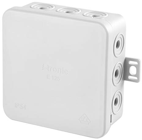 Kopp 340604009 75 x 75 x 40 mm ytmonterad för våta rum stänksäker koppling IP54 anslutningsbox med 12 kabelingångar grå, grå, 1 st
