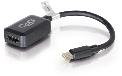 C2G Mini Display Port Adapter, Display Port to HDMI, Male to Female, Black, 8 inches, Cables to Go 54313