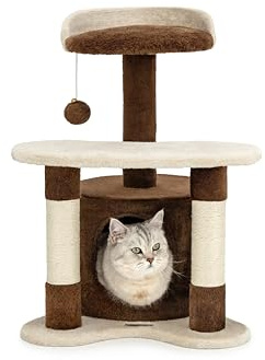 lionto Árbol rascador para Gatos Altura 65 cm, Marrón/Beige