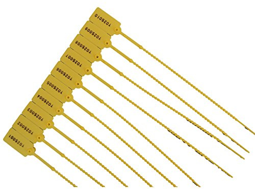 100 X YELLOW SECURITY TAGS NUMBERED PULL TIES SECURE ANTI-TAMPER SEALS