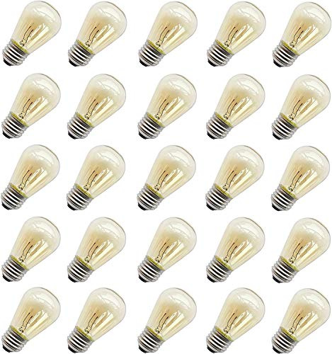 Rolay 11W Outdoor String Light Bulbs, S14 Incandescent Replacement Bulbs for Outdoor Patio String Lights with E26 Base, Pack of 25