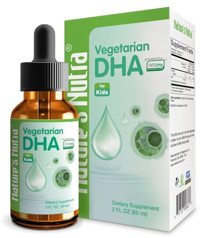 Nature's Nutra Vegetarian DHA, Premium Liquid DHA for Baby, Infant, Kids and Children, Non-GMO, DHA 100 mg, Pure Plant Source, 2 Fl Oz (60ml)