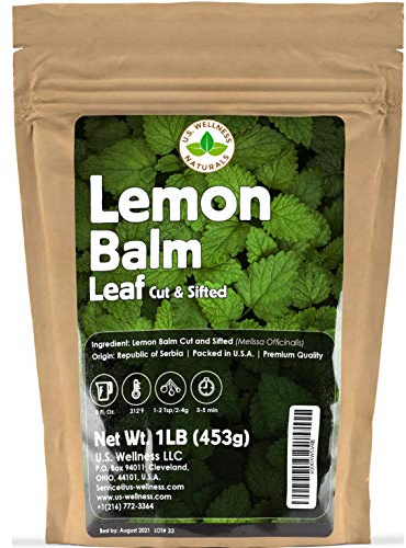 Lemon Balm (Herbal Tea): (Melissa Officinalis Caffeine Free) - Balm Leaf (Cut and Sifted), 1lb (16Oz) U.S. Wellness Bulk Tea