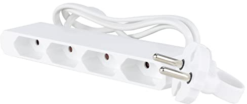 REV Steckdosenleiste - Eurosteckdosenleiste 4-Fach, extraflache Steckdosenleiste 1,5m, weiß
