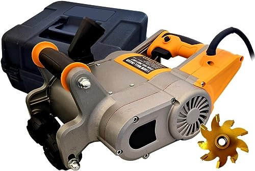Scanalatrice Scanalatore Tracciatrice Macchina da Taglio Elettrica Professionale Motore 1100W da 1600 Giri/Min con Fresa da 25mm in DOTAZIONE e predisposta per Fresa Diametro massimo da 35mm NON in DOTAZIONE Macchina ideale per Muri Pareti in Cemento fornita in Comoda Valigetta per il Trasporto (Cod. 5835)