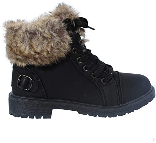 CORE COLLECTION Ladies Faux Fur Grip Sole Winter Warm Ankle Womens Boots Trainers Shoes Size 3-8 (Black, Numeric_8)