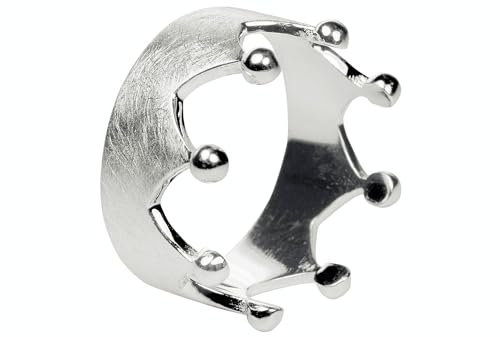 SILBERMOOS XL XXL Silberringe in großen Größen Damenring Krone Kronenring gebürstet Größe 64, 66, 68, 70 Sterling Silber 925, Größe:66