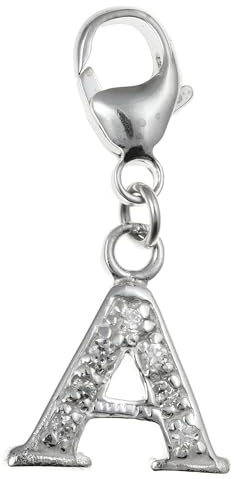 Versalbokstav A-Z alfabet initial 925 sterling silver clip-on berlock hänge med hummerlås för kvinnor – enkel eller kubisk zirkon bokstavsberlocker kompatibel med Thomas Sabo berlocker armband