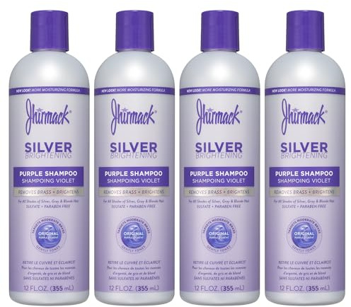 Jhirmack Silver Brightening Purple Shampoo Set of 4 for all types of silver, grey, and blonde hair