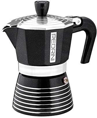 Pedrini Infinity Caffettiera Alluminio1 tazza, glitterata colore antracite