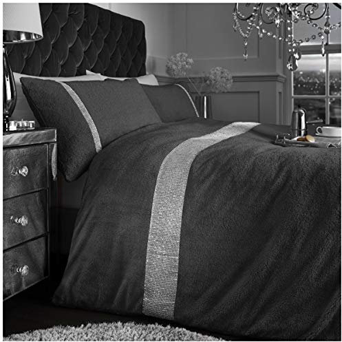 GC GAVENO CAVAILIA Fluffy Plush Duvet Cover Sets, Cuddle Sparkle Bedding Single Bed Set, Snuggle Fleece Quilt Covers, Charcoal