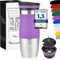 Milu Travel Mug 370ml 450ml - Insulated Coffee Cup to go - 100% Leak Proof - Stainless Steel Drinking Mug - Car Mug Double Wall Insulation Thermo Coffee Flask (Purple, 370ml)