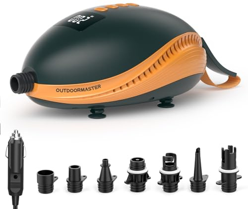 OutdoorMaster 20PSI High Pressure Paddle Board Pump Electric Dolphin -Quick Portable SUP Air Pump,Auto-Off &12V DC Car Connector Electric Pump for Inflatable Stand up Paddle Boards,Boats,Inflators