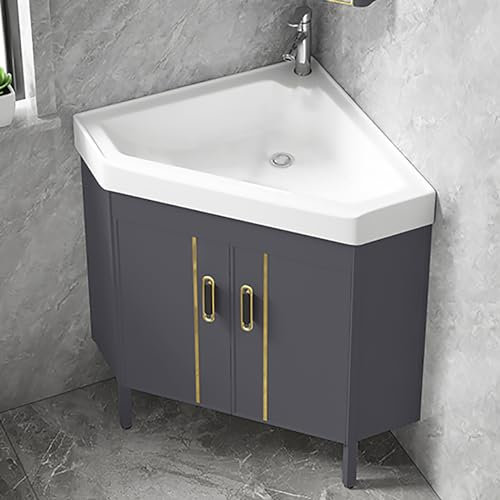 Eck Waschbecken, Badezimmerschrã¤nke, Bodenmontierter Badezimmer Waschtisch, Badezimmer Waschtisch mit Waschbecken, Waschbecken Kombination, Badezimmer Waschtisch ( Color : Gray-no mirror , Size : 56c
