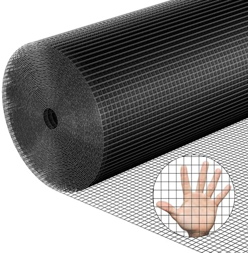 Hardware Cloth 1/2 inch 72 x 50 ft Heavy Duty Black Chicken Wire Fencing 19 Gauge Vinyl Coated Welded Wire Mesh Roll PVC Hardware Cloth Chicken Wire Fencing Garden Fence Tree Guard