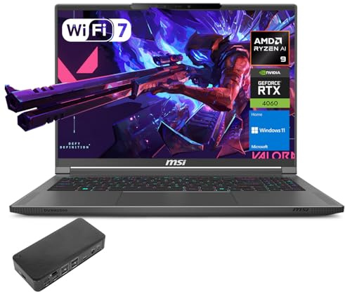 MSI Creator 16 Gaming Laptop, WQXGA 240Hz, AMD Ryzen AI 9 365, NVIDIA GeForce RTX 4060, 32GB RAM, 2TB SSD, Per Key RGB KB, Wi-Fi 7, W11 H, Bundle with Targus 100W Docking Station