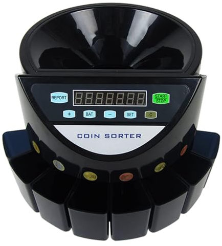 Contatore di monete, macchina automatica per il conteggio delle monete con display a LED, 300 monete/min conteggio lotti per scuole, negozi e banche