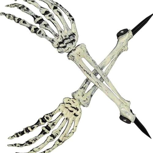 TEMOOUES Scary Artificial Bone Hand Yard Stake For Halloween Decorations Weather Proof Outdoor Scary Display Realistic Bone Hand Stakes