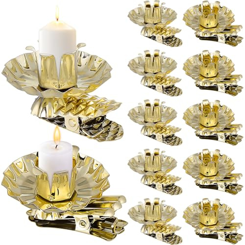 BESPORTBLE Pinces Porte-Bougies en Métal Doré Lot de 20 Clips C et M pour Bougeoirs de Sapin de Noël Supports Stables pour Bougies Chauffe-Plat Décoration Festive pour Maison et Fête de
