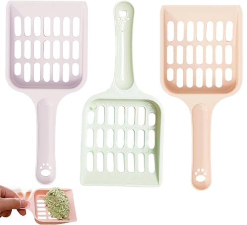 XIYING 3 Pcs Cat Litter Scoop, Cat Poop Scoop, Strong Litter Tray Scoops, Pooper Scooper Cats Handy Sand Sifter Poop Sieve Cleaning Tool Set (3 Colors)