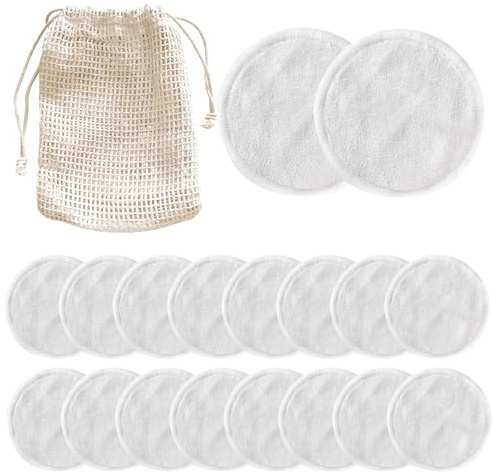 20 almohadillas desmaquillantes lavables, toallitas desmaquillantes, almohadillas de maquillaje reutilizables, redondas, lavables, con bolsillo de malla, almohadillas de algodón suaves, lavables para