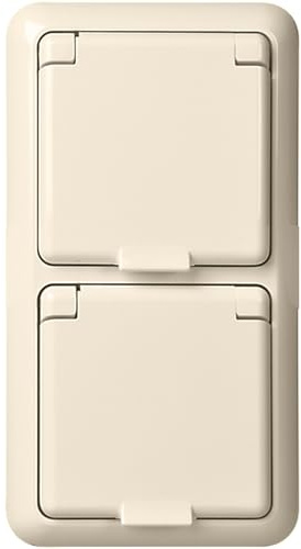 Schneider Electric Elso Schuko-Steckdose mit Klappdeckel, komplett, 2-Fach, Unterputz, 16A, Fashion, IP44, Steckklemme, reinweiss, Artikelnummer 225414