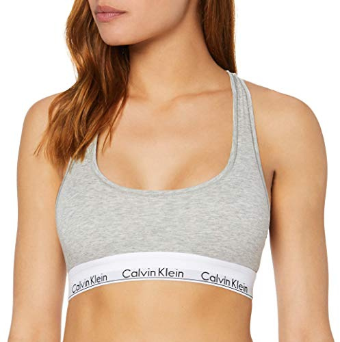 Calvin Klein Sujetador Bralette elástico, Gris (Grey Heather), L