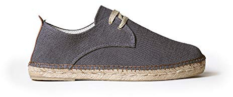 Men's lace-up espadrille in cotton fabric - DIXON - Black, 44 EU