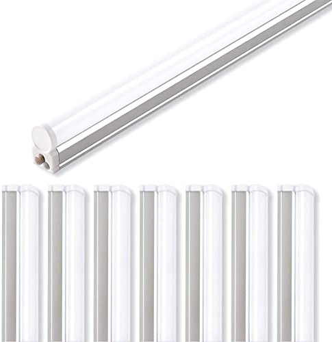 Barrina LED T5 Integrated Single Fixture, 4FT, 2200lm, 6500K (Super Bright White), 20W, Utility Shop Light, Ceiling and Under Cabinet Light, ETL Listed, Corded Electric with ON/Off Switch, 8 Pack