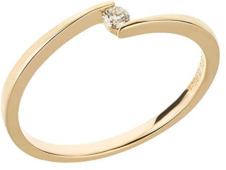 Ardeo Aurum Damenring aus 375 Gold Gelbgold mit 0,05 ct Diamanten Brillant Spannfassung Verlobungsring Gr. 50