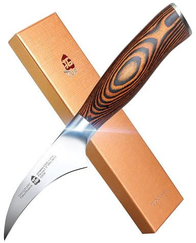 TUO Curved Paring Knife, 7cm/2.75in Bird Beak Peeling Knife for Vegetables and Fruits, Ultra Sharp High Carbon German Steel Blade with Ergonomic Handle, Gift Box-Fiery Phoenix Series