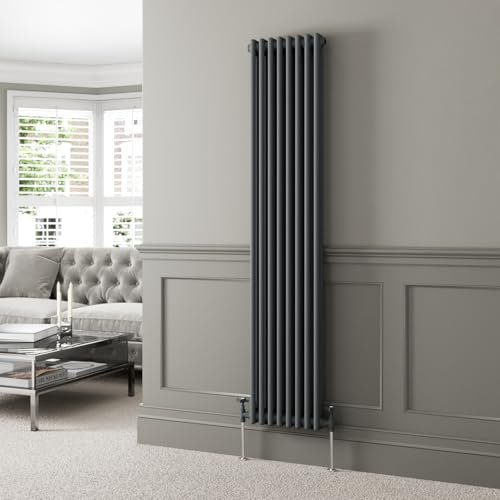 DuraTherm® 1800 x 380mm Anthracite Grey Traditional Vertical Designer Radiator Double Column Colosseum Cast Iron Style Central Heating Panel Radiators Rad