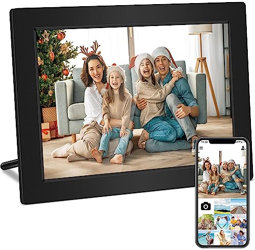 Lipa X80 Marco de fotos digital de 10,1 pulgadas con aplicación Frameo - WiFi, montaje en pared, Android 11, pantalla táctil IPS, 32 GB, Bluetooth y WiFi