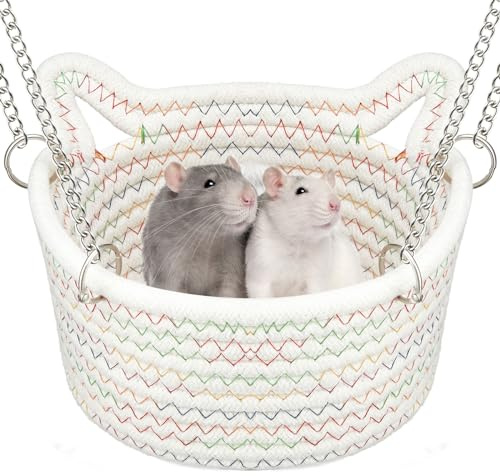 JW Shang Extra Large Rat Hammock - Woven Basket Hanging Hammock for 2-3 Adult Rats, Ferret, Squirrel, Chinchilla