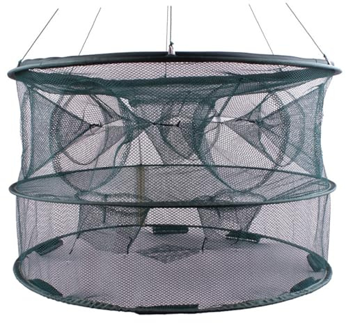 SOONHUA Collapsible Crab Basket Mesh Crayfish Trap Net Quickly Opened 7 Holes Landing Net for Crabbing Catch Fish Minnow Prawn Crayfish Lobster