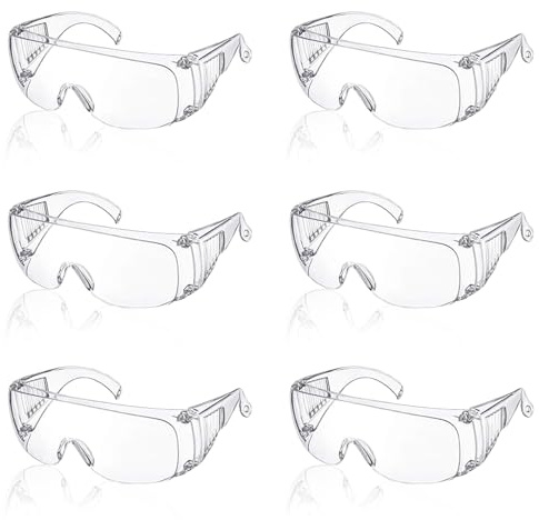 MAEXUS 6-pack genomskinliga skyddsglasögon för barn, laboratorieskyddsglasögon, anti-dimma, vindtät, reptålig lins, bärglasögon, skyddsglasögon