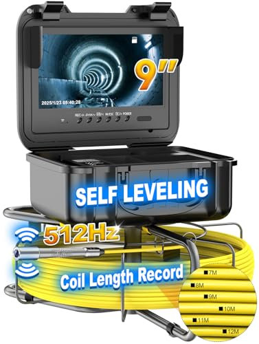 Dnenellr Telecamera Ispezione Tubi 75M con 512Hz, 1080P Videoispezione per Tubazioni, Autolivellante, Contametri, DVR, Sonda con Telecamera per Ispezione Tubi Fognature, Piscine e Scarichi, 32GB