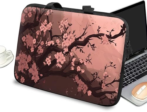 Custodia universale per computer portatile da 10 pollici, con manico e cerniera, borsa messenger per tablet da 7-10 pollici, per iPad/Notebook/eBook/lettori, albero di ciliegio