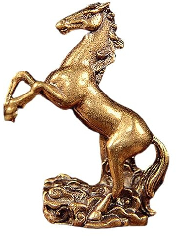 MAGICLULU Estatua De Caballo De Latón Macizo 1.96X1.65 Pulgadas con Nubes Feng Shui para Prosperidad Decoración Hogar Oficina Escultura Tradicional China para Buena Fortuna