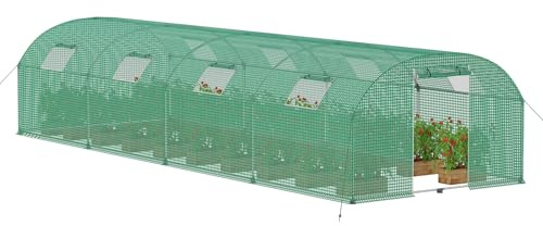 FIVMEN Invernadero de lámina de 3 x 8 m, túnel de tomate, 24 m², con 8 ventanas, invernadero, techo de tomate, invernadero, invernadero, invernadero, para cultivo y cultivo de plantas