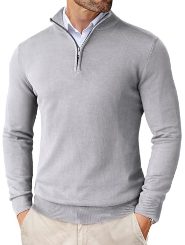 COOFANDY tröja herr 1/4 dragkedja hals polotröja turtleneck stickad tröja finstickad tröja vintertröja långärmad
