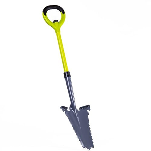 Garden Gear Multi-Purpose Shovel with Serrated Carbon Steel Blade, Lightweight Fibreglass Handle, Root Cutter and Soil Breaker, Heavy Duty Gardening Tool for Digging and Landscaping