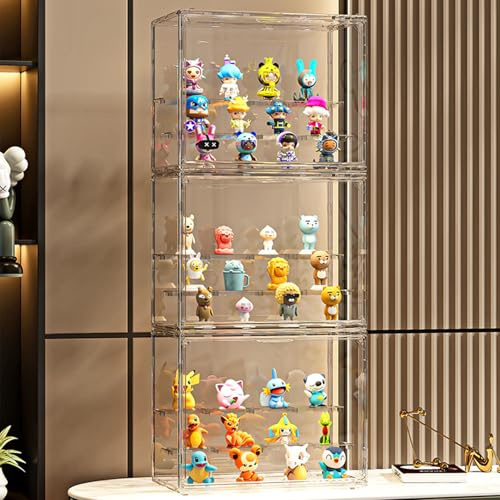 Acrylic Display Case for Pop Figures, Dustproof Display Case, Glass Display Case, Small Display Case with Door for Action Figures, Play Train, Mini Figures, Collectible Figures, Self-Assembly (1 Piece