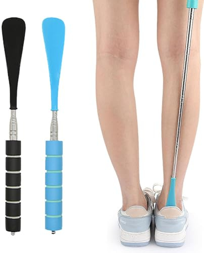HABNI Calzador De Zapatos Largo Extensible 30-70Cm, Acero Inoxidable Ajustable, 2 Unidades, Para Hombres Mujeres Y Personas Mayores