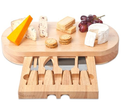 Occasion Oval Wooden Cheese Board & Knife Set