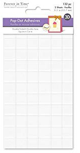 Forever In Time 3D Pop Dots Square Dual-Adhesive Foam Mount, 1/2-Inch, 132 Per Package (PD110) , White