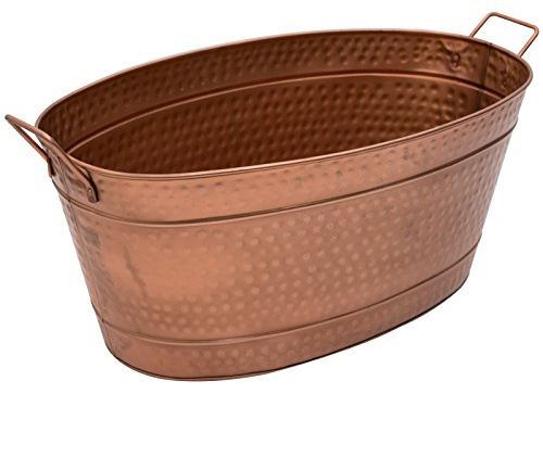 Achla Designs Oval Hammered Copper Plated Galvanized Tub