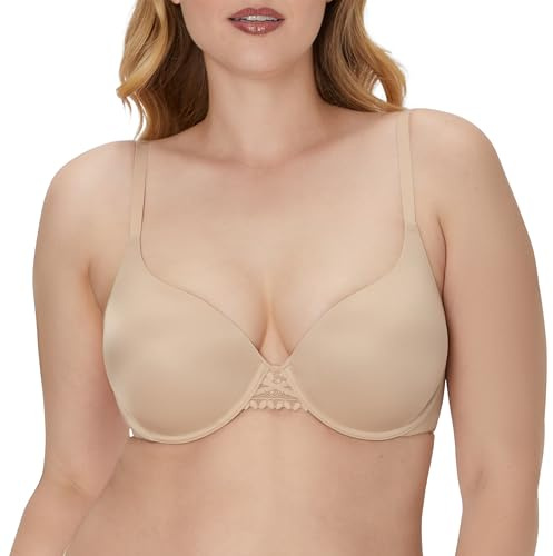 Maidenform DreamWire Underwire Bra, No-Poke Push-Up Bra, Moderate Coverage, Convertible T-Shirt Bra, Paris Nude, 34C