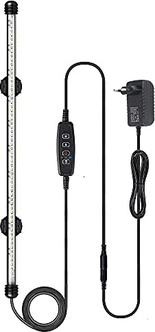 VARMHUS LED Aquarium Lampe,Fish Tank Light minuterie marche/arrêt automatique, 3 modes d'éclairage à intensité variable blanc-bleu, 10 niveaux de luminosité en option (Bleu + Blanc 48cm)